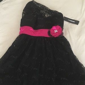 My Michelle Sequin Lace Black Asymmetrical Dress